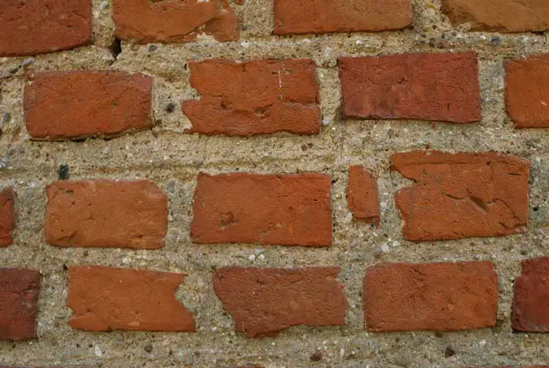 lime mortar in brick wall