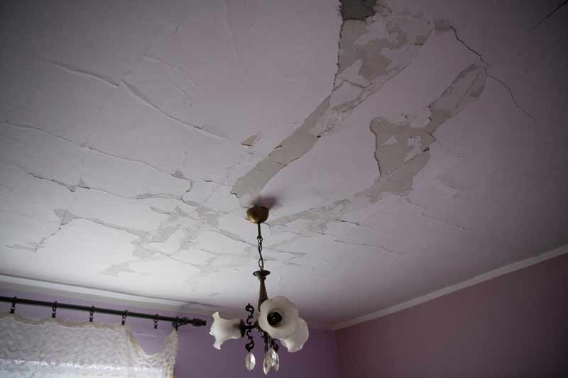 water damage to a ceiling